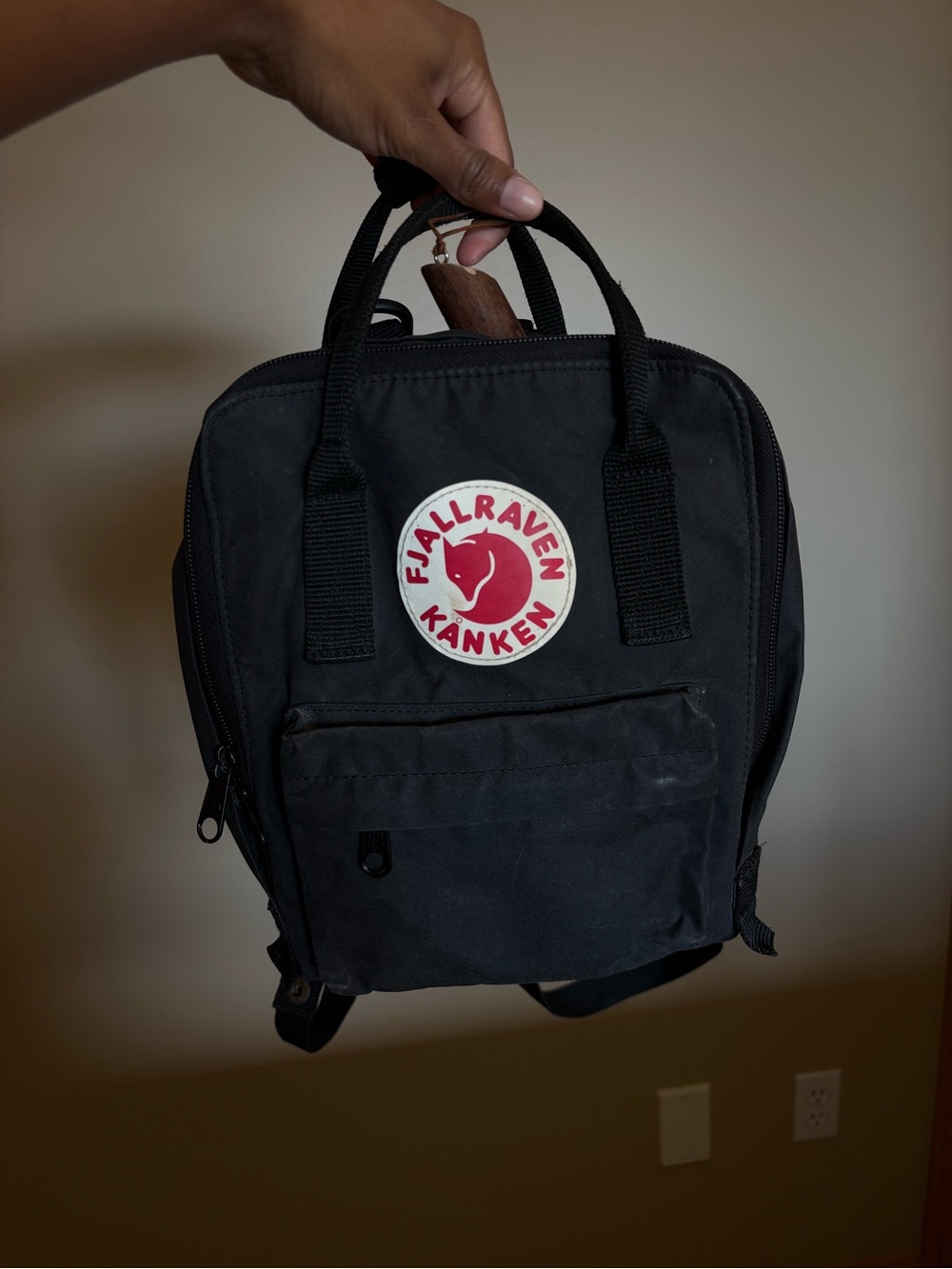 Fjallraven Kånken Mini Backpack - Black with Red Logo